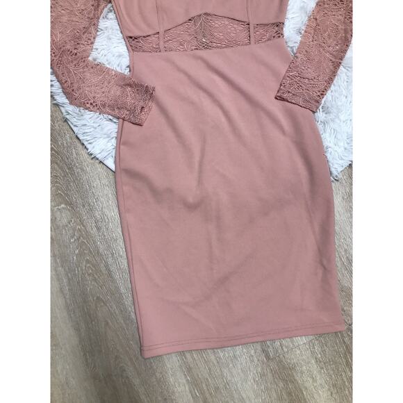 Fashion Nova Women Sz M Long Sleeve Dress Turtle Neck Zips Party Cocktail Midi - Picture 3 of 10